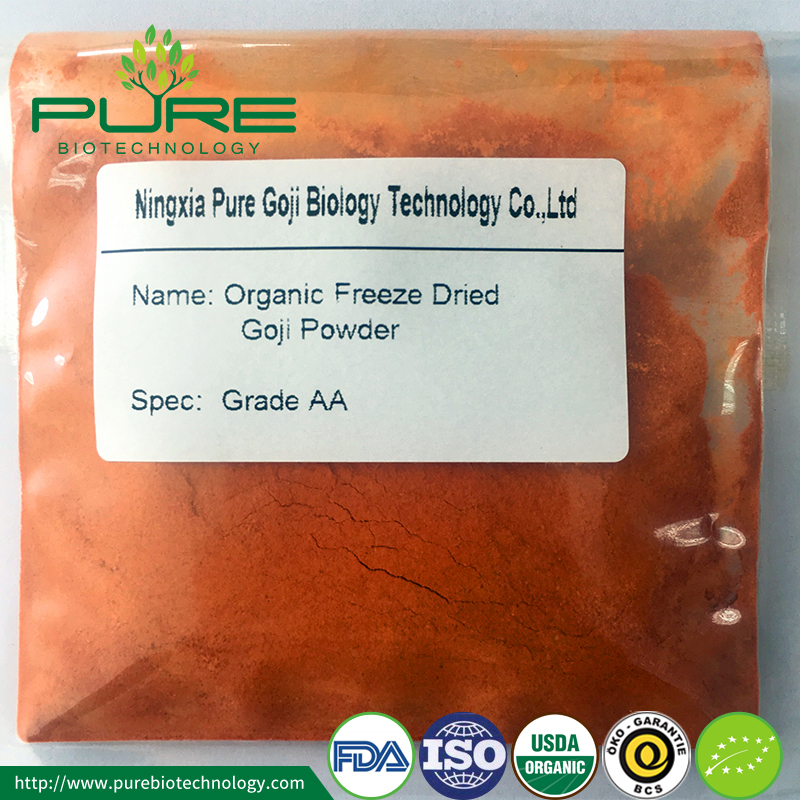 Frysa torkat organiskt Goji pulver Freeze Dried Organic Goji Powder