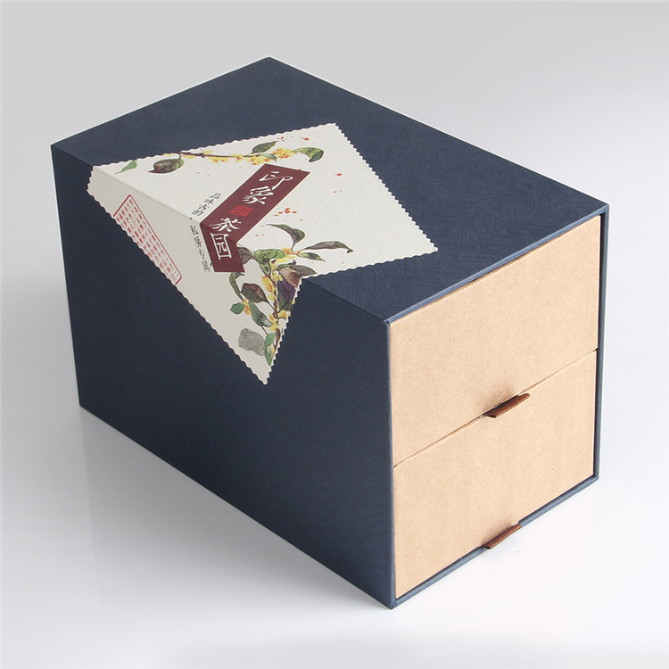 Kotak Pembungkusan Kertas Hadiah Dua Laci Kustom Custom Two Drawer Gift Paper Packaging Box