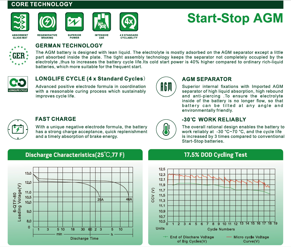 Rima Agm Automotive Start Stop Battery Core Technology