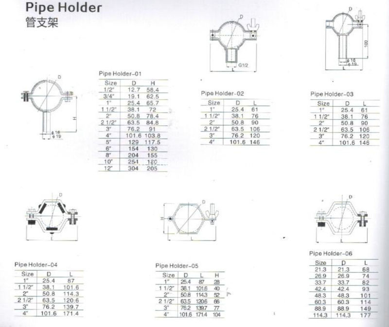 304-316L-sanitária-aço inoxidável-pipe-titular-com-tubo 304-316L-Sanitary-Stainless-Steel-Pipe-Holder-with-Tube
