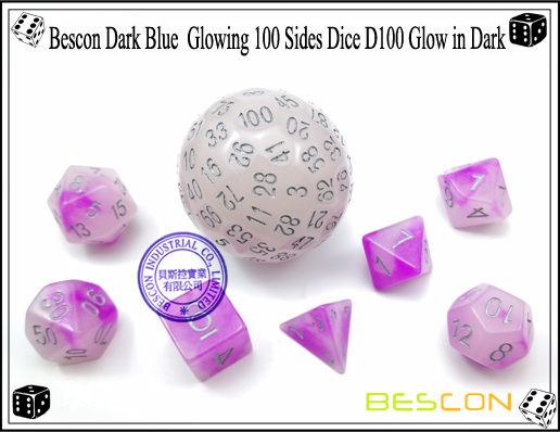 Bescon azul oscuro que brilla 100 lados Dados D100 que brilla en oscuro-5 Bescon Dark Blue Glowing 100 Sides Dice D100 Glow in Dark-5