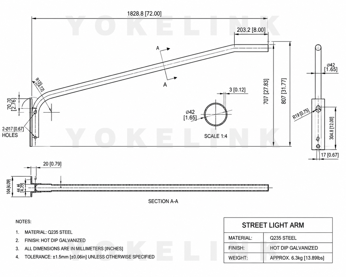 Street Light Arm Specification Street Light Arm Specification