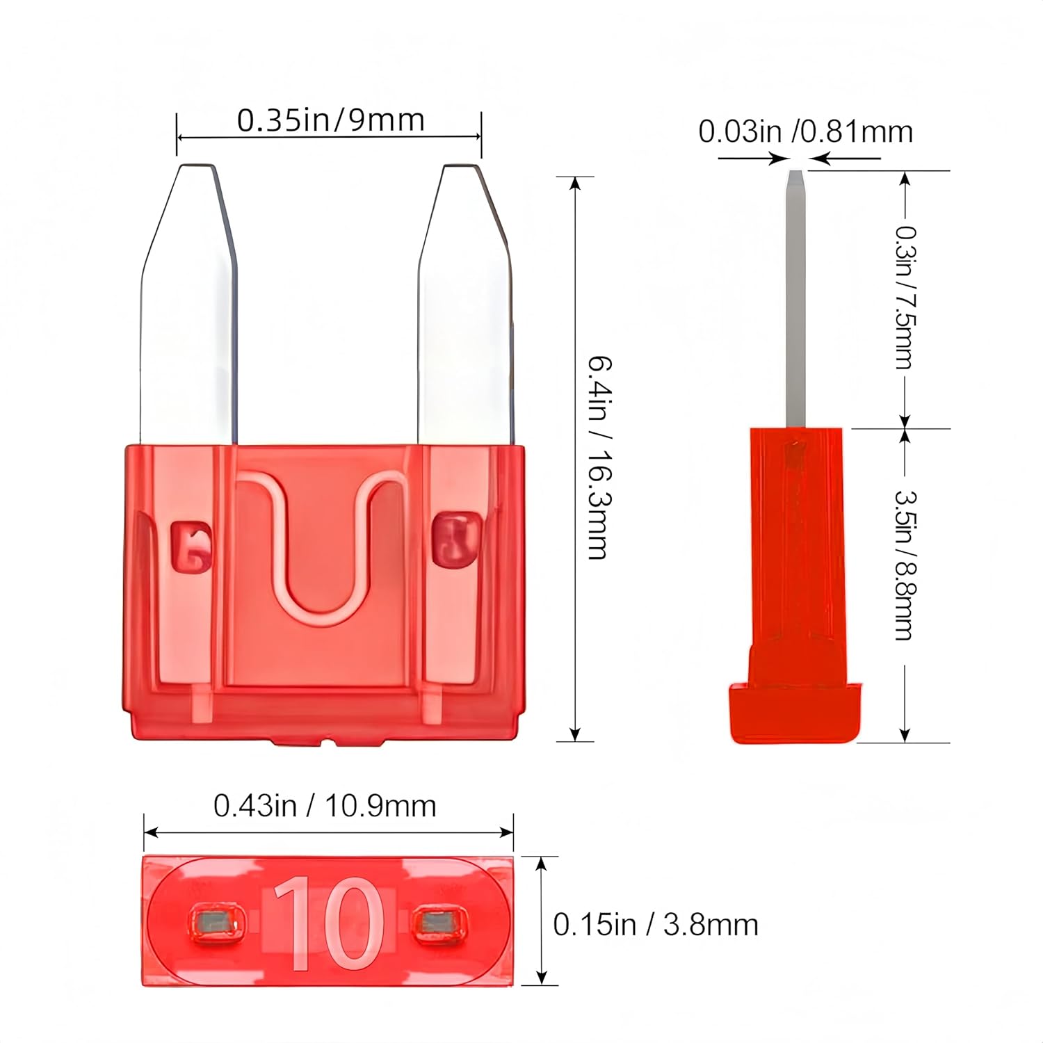 MINI automotive fuse dimensions MINI automotive fuse dimensions