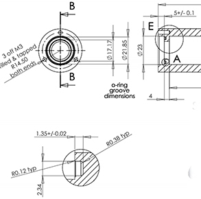 Ranura de los anillos tóricos turning o-rings groove