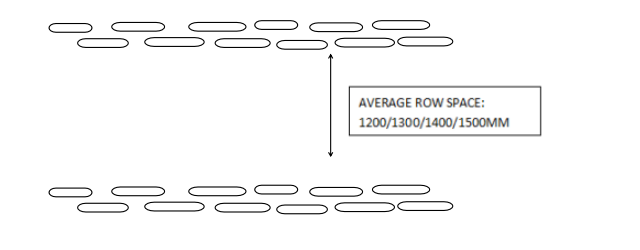 Average row space 2 row planter(planting one time as following) Average row space 2 row planter(planting one time as following)