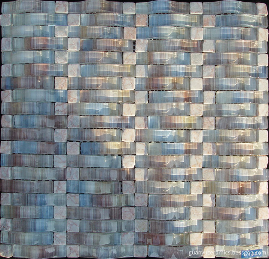 Arch Glass Mixed Stone Mosaic Tile
