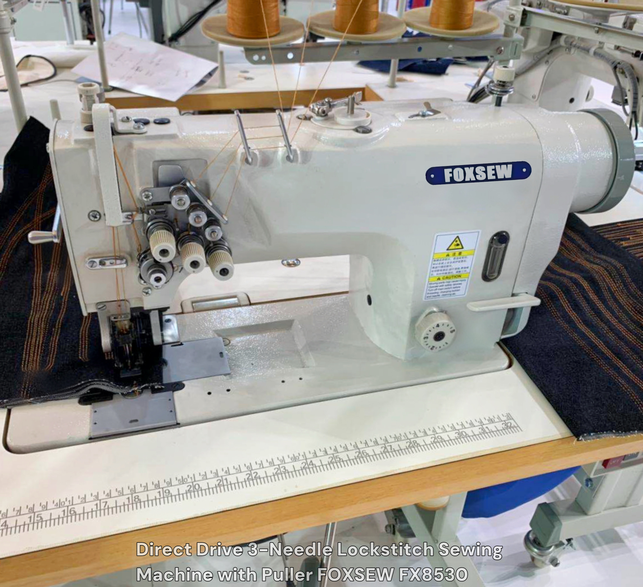 Three Needle Lockstitch Sewing Machine with Puller FOXSEW FX8530 -25 Three Needle Lockstitch Sewing Machine with Puller FOXSEW FX8530 -25