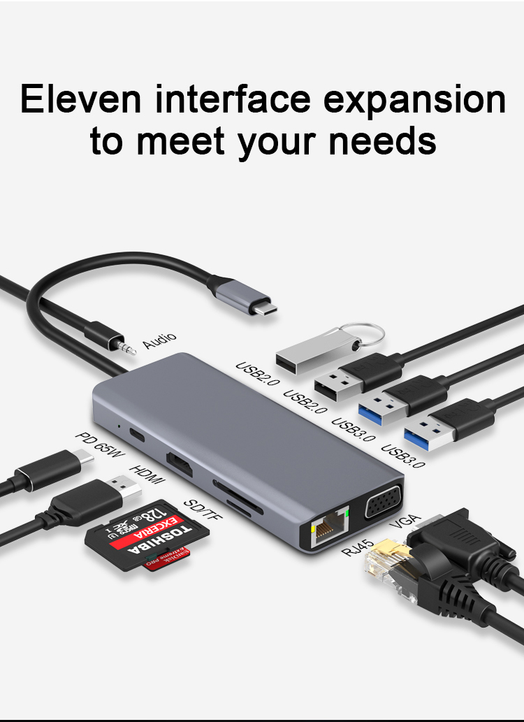 11-in-1 Type-C usb hub docking station 11-in-1 Type-C usb hub docking station