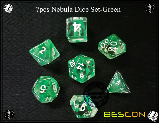 7pcs Nebula Würfel Set-Grün-f 7pcs Nebula Dice Set-Green-f
