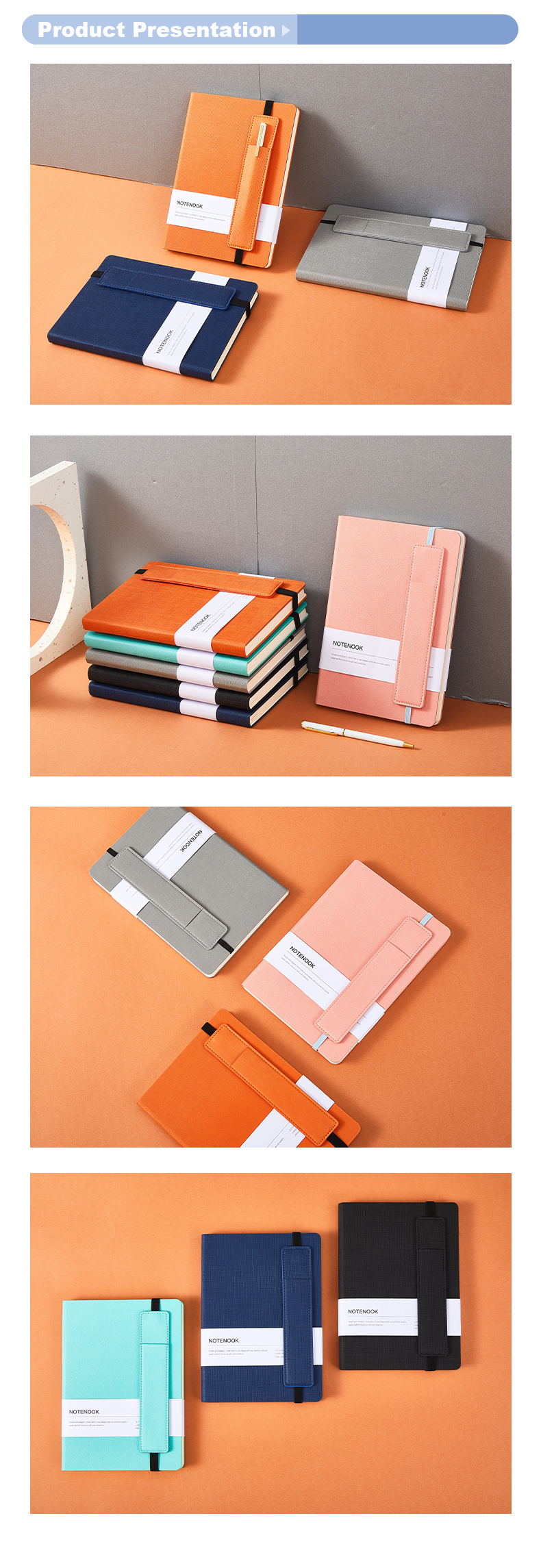 Pu fabric texture cover notebook with pen holder8 Pu fabric texture cover notebook with pen holder8