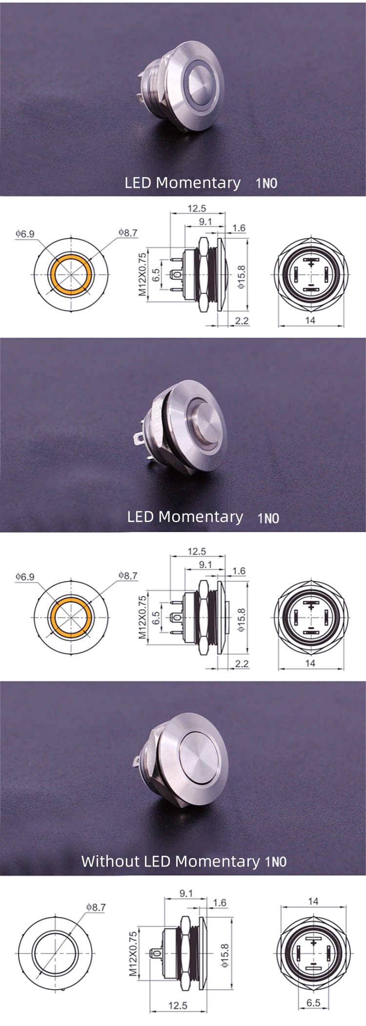 12mm Metal Push Button Switch(8) 12mm Metal Push Button Switch(8)