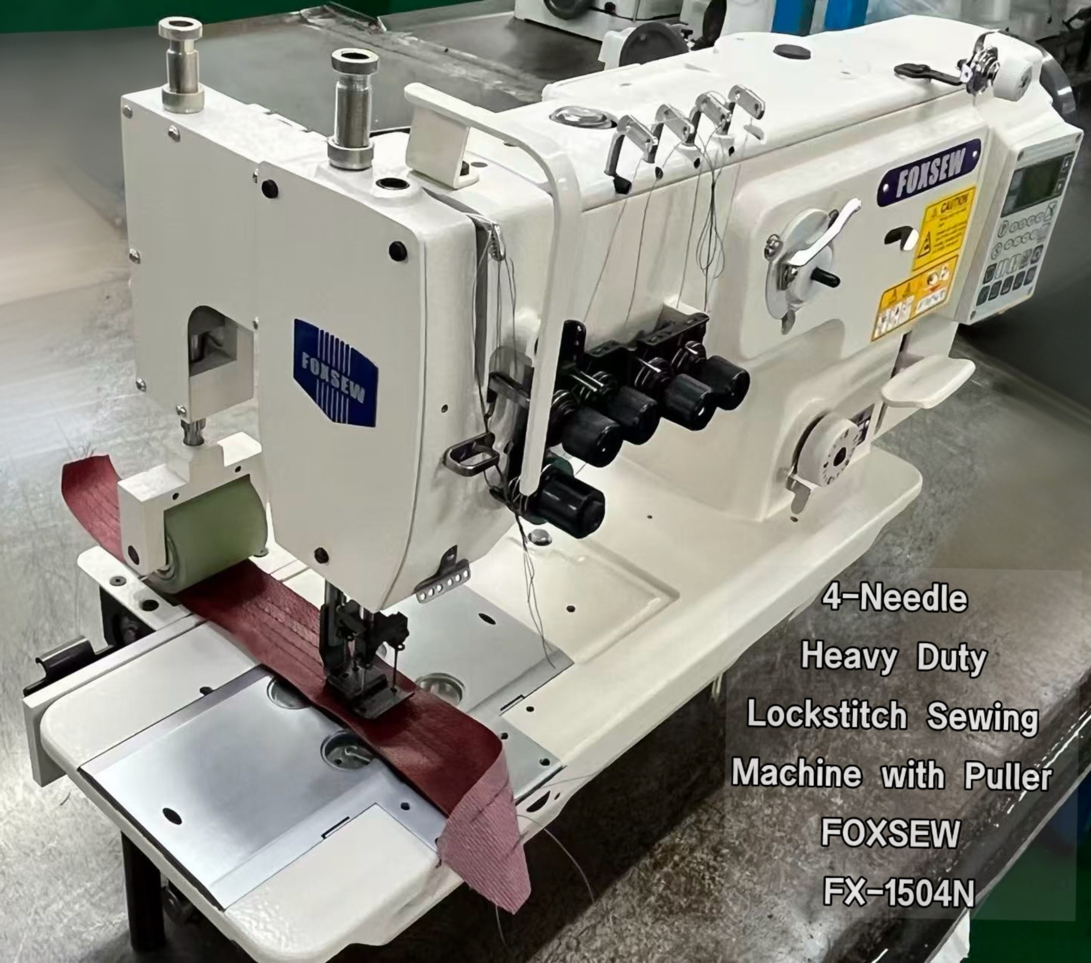 Heavy Duty 4-Needle Lockstitch Sewing Machine with Puller FOXSEW FX-1504N -5 Heavy Duty 4-Needle Lockstitch Sewing Machine with Puller FOXSEW FX-1504N -5