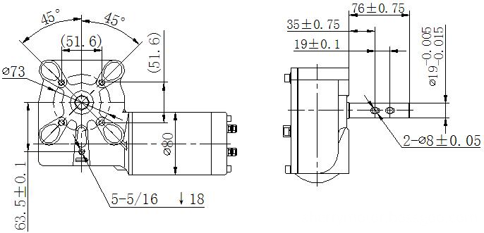 ZJD8025 brushed dc gear motor/ permanent magnet 12V dc gear motor with worm gearbox 80mm