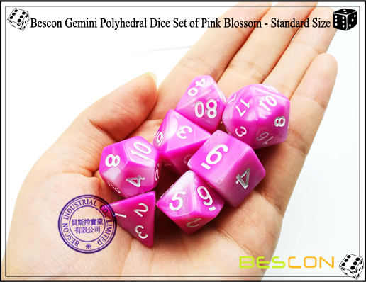 Bescon Gemini poliédrica conjunto de dados de Pink Blossom-2 Bescon Gemini Polyhedral Dice Set of Pink Blossom-2