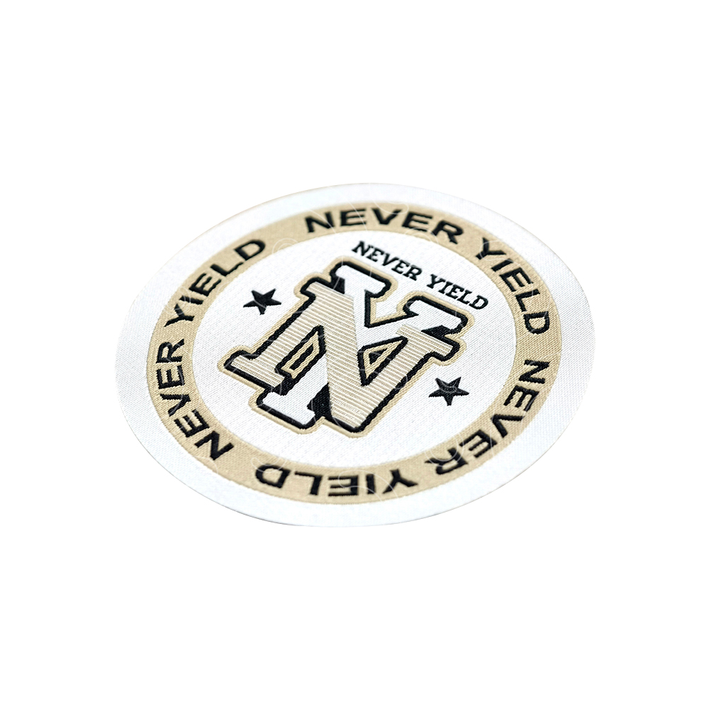 shinny yarn circular laser woven patch shinny yarn circular laser woven patch