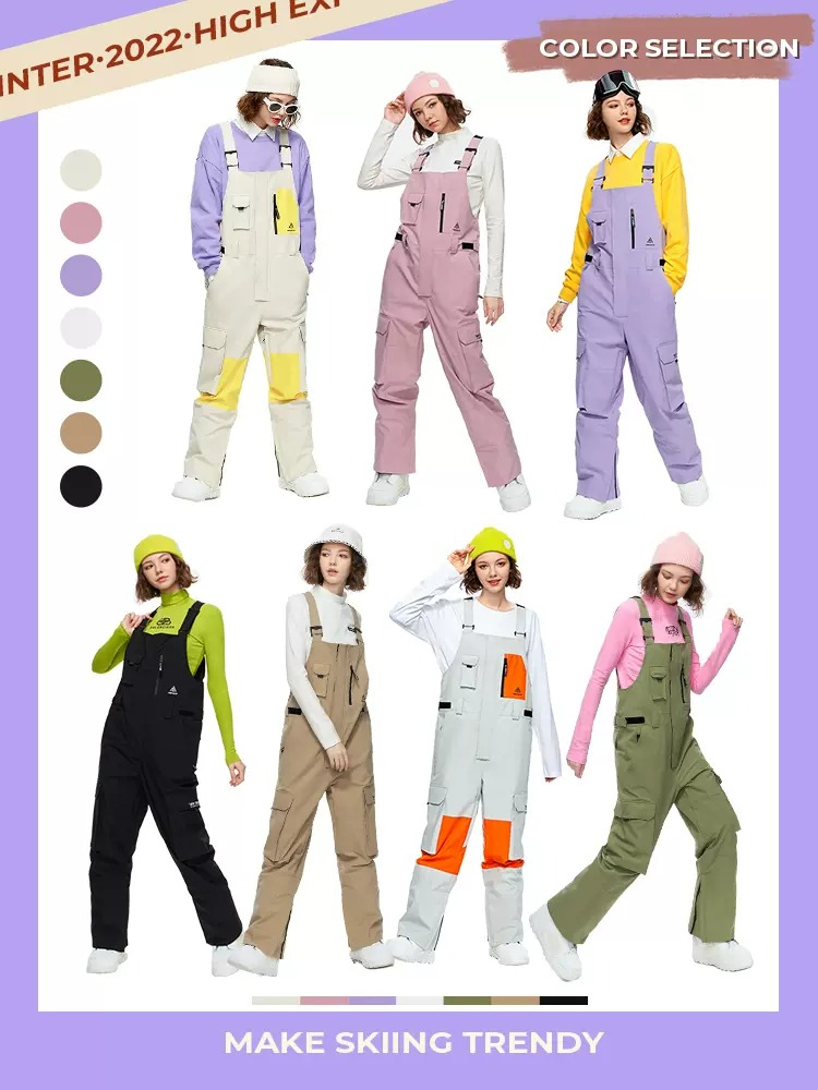 Men's and Women's Colorblocked Snowboard Bibs Men's and Women's Colorblocked Snowboard Bibs