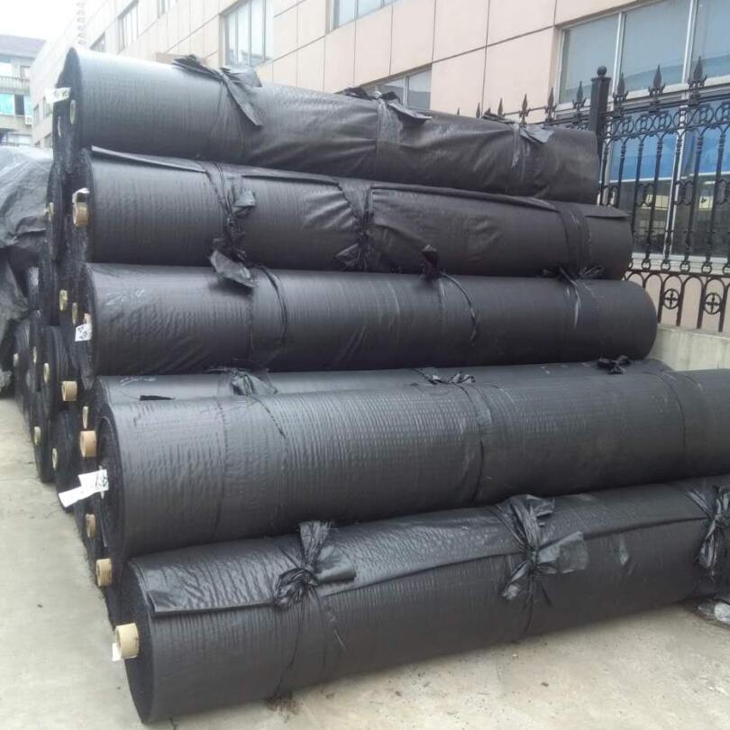 black woven geotextile on roll