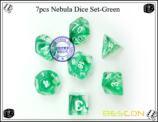 7pcs Nebula Würfel Set-Grün-c 7pcs Nebula Dice Set-Green-c