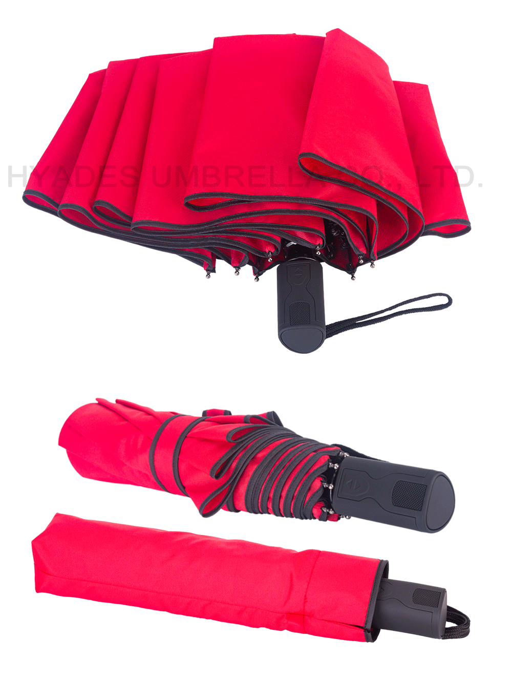 3 Taschenschirm Uni Farbe Rot 3 Folding Umbrella Plain Color Red