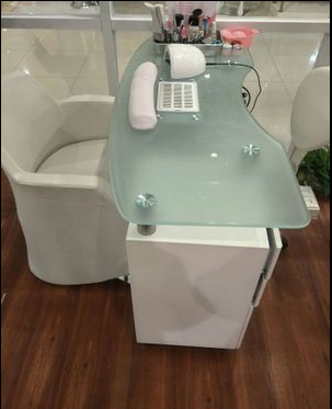 glass top manicure table
