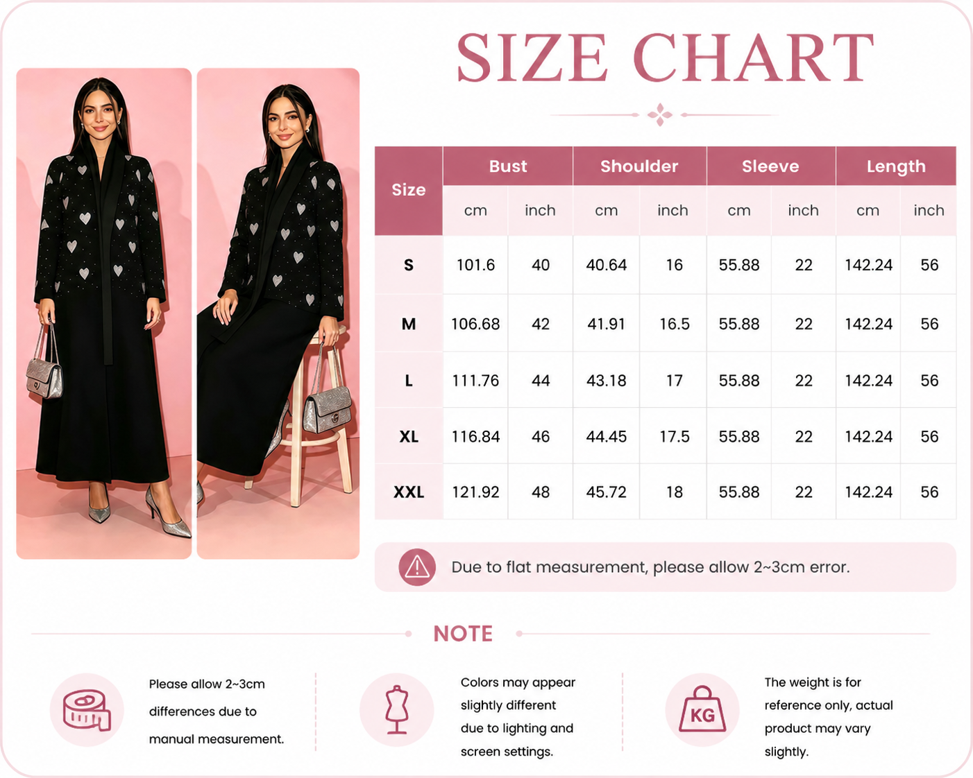 Crystal Heart Crepe Open Abaya with Rhinestone Detail Crystal Heart Crepe Open Abaya with Rhinestone Detail