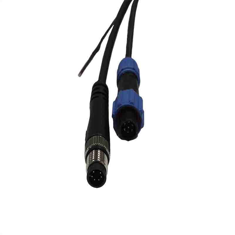 90-Degree Waterproof Splitter Cable with M12 6Pin Aviation Plug, SP13 Connector & Open Wire 90-Degree Waterproof Splitter Cable with M12 6Pin Aviation Plug, SP13 Connector & Open Wire
