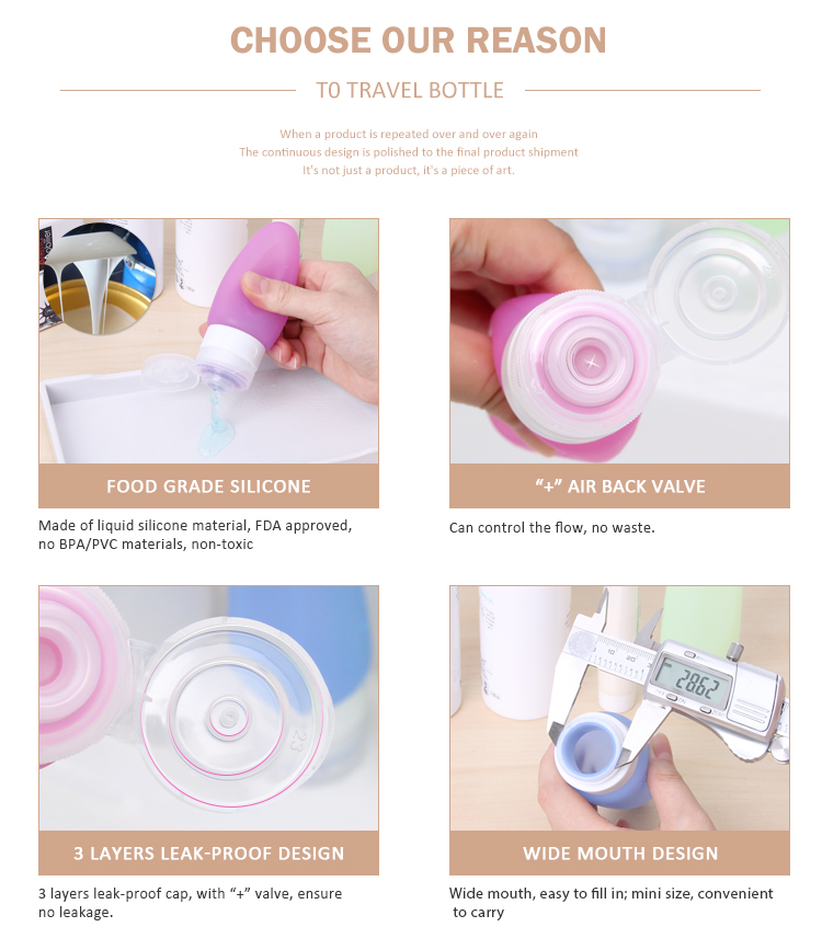 Amabhodlela Okuhamba Nge-Travel Travel Go Travel Squeeze Bottles