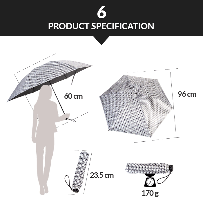 เบาพกพาง่าย Houndstooth ตรวจสอบร่มผู้หญิง S พับ Lightweight Easy Carry Houndstooth Check Women S Folding Umbrella