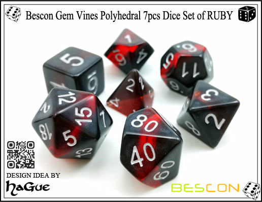 Bescon Gem Vines poliédrica 7pcs conjunto de dados de RUBY-2 Bescon Gem Vines Polyhedral 7pcs Dice Set of RUBY-2
