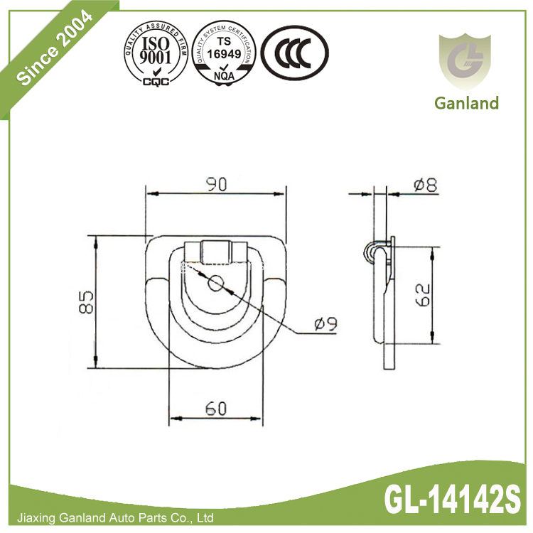 Steel Bolt on D Ring GL-14142S