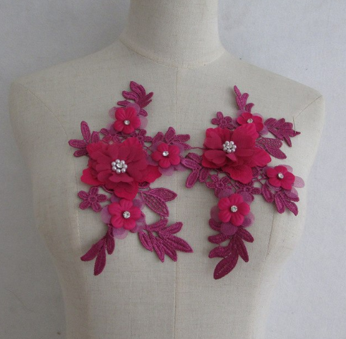 embroidery flower with beads&pearls