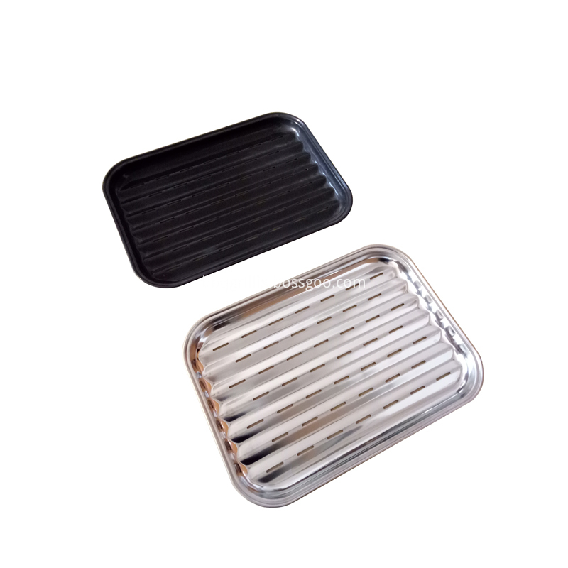 Serve Bbq Food Tray Black And Sliver