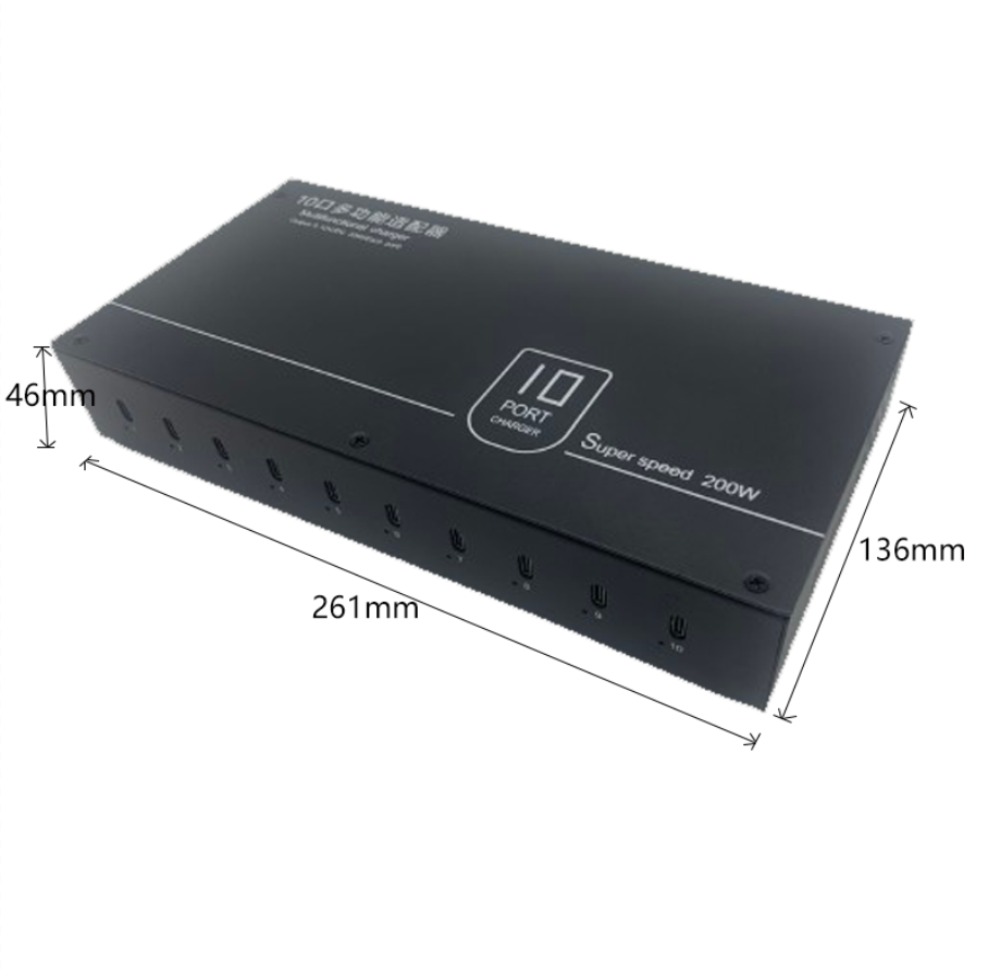 10-Port TYPE-C Multi-Port Smart Power Adapter size 10-Port TYPE-C Multi-Port Smart Power Adapter size