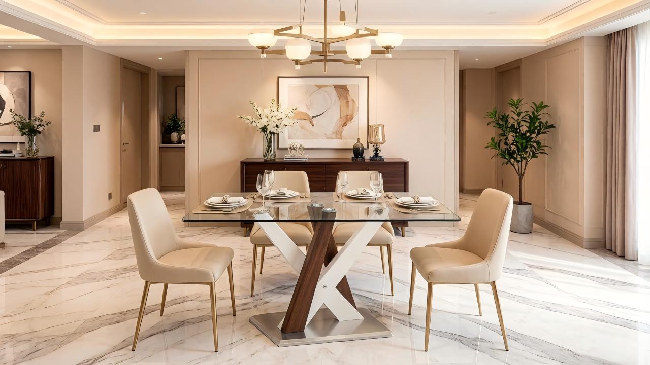TL-16F08 modern glasstop dining table3 TL-16F08 modern glasstop dining table3