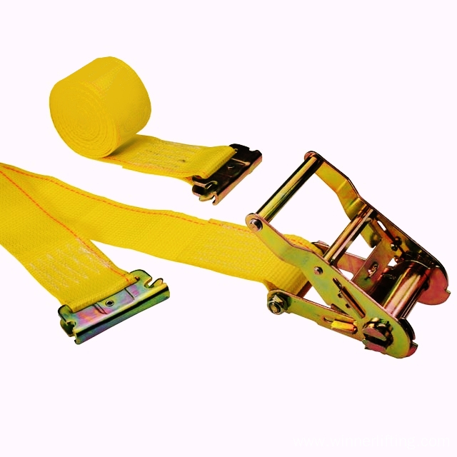 Yellow sling 2'' X 16' Ratcheting ETrack Logistic Ratchet Belt