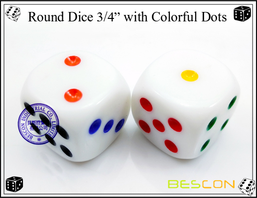 Round Dice 19MM with Colorful Dots-2 Round Dice 19MM with Colorful Dots-2