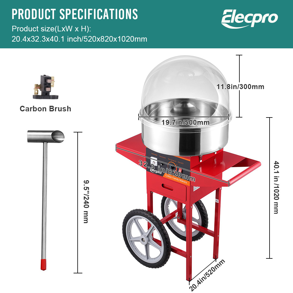 Cotton Candy Machine Cart-3-size Cotton Candy Machine Cart-3-size