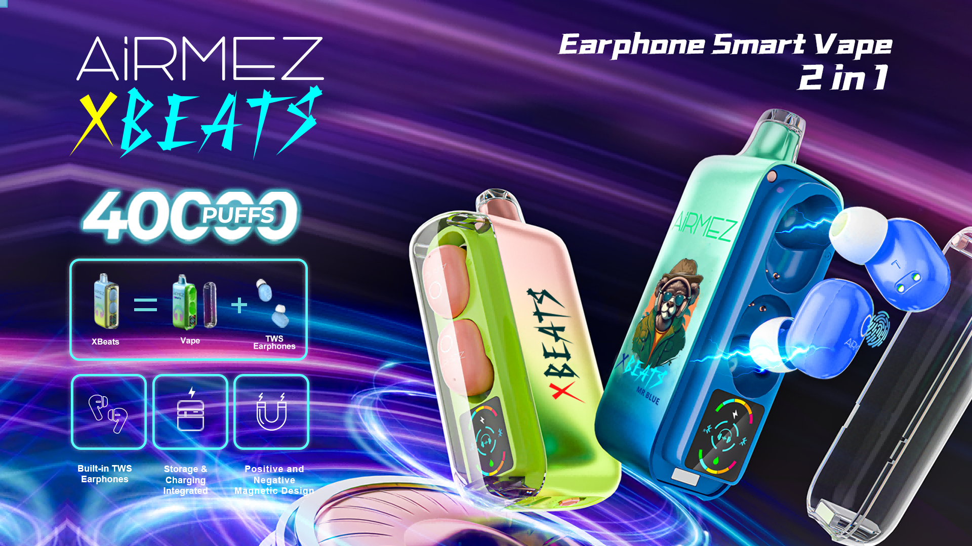 AIRMEZ XBEATS 40k puffs 2 in 1 (2) AIRMEZ XBEATS 40k puffs 2 in 1 (2)