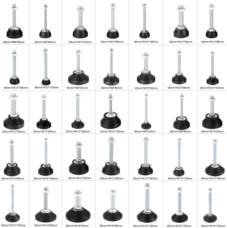 Adjustable Furniture Foot Thread Nylon Metal Glide Leveling Feet M8 M10 M12 (2) Adjustable Furniture Foot Thread Nylon Metal Glide Leveling Feet M8 M10 M12 (2)