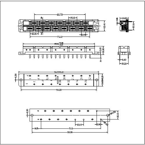 DFS-XX-XXX-D05 Vertical Female Type High Power Connectors 15 Positions-Model DFS-XX-XXX-D05 Vertical Female Type High Power Connectors 15 Positions-Model