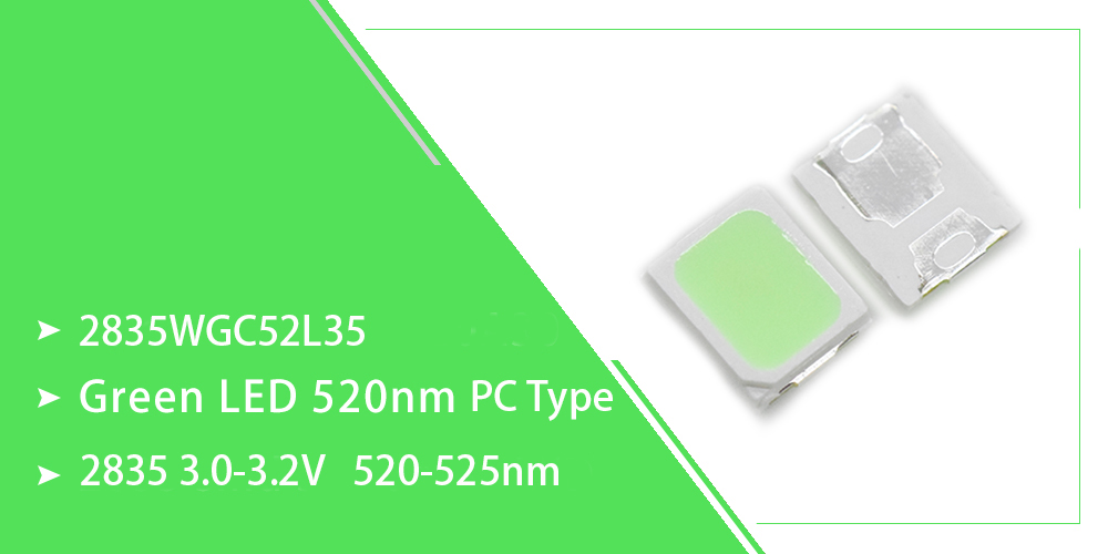 Super Bright Green SMD LED 520nm 2835 PC type Super Bright Green SMD LED 520nm 2835 PC type