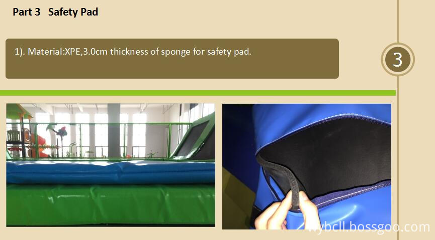 Safety pad of jumping trampoline park