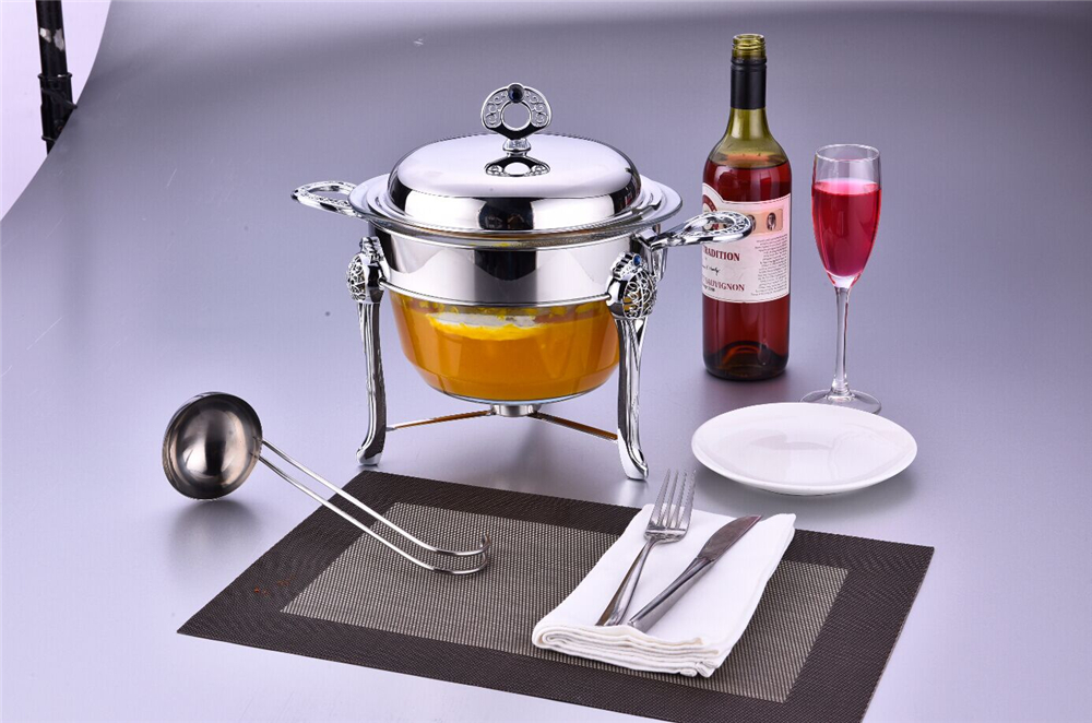 deep round glass food warmer