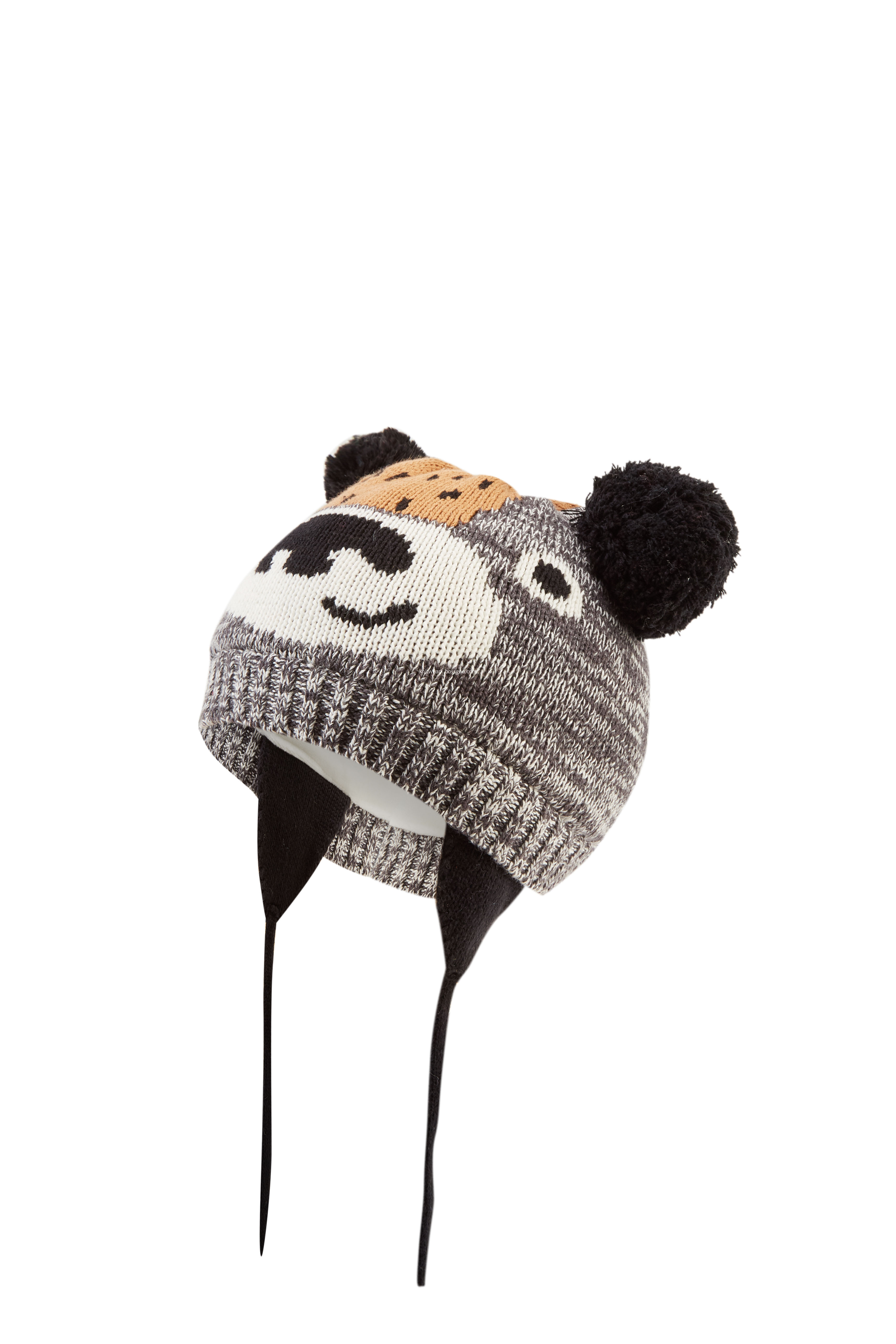 Boy's Girl's Knitted Bear Jacquard Pompoms Beanie Cap