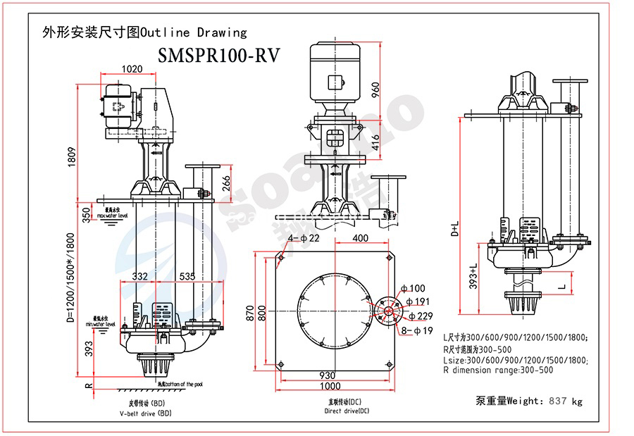 SMSPR100-RV outline drawing SMSPR100-RV outline drawing