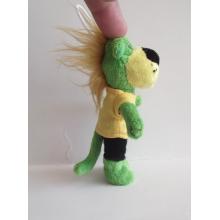 Green bear key chain wearing clothes