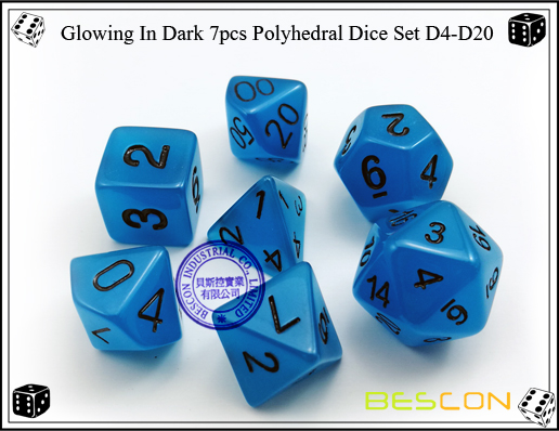 Glowing In Dark 7pcs polyedrischen Würfel Set D4-D20-7 Glowing In Dark 7pcs Polyhedral Dice Set D4-D20-7
