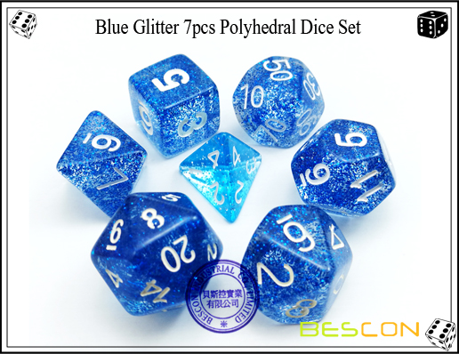 Paillettes colorées assorties 7pcs Set de dés polyédriques-14 Assorted Colored Glitter 7pcs Polyhedral Dice Set-14