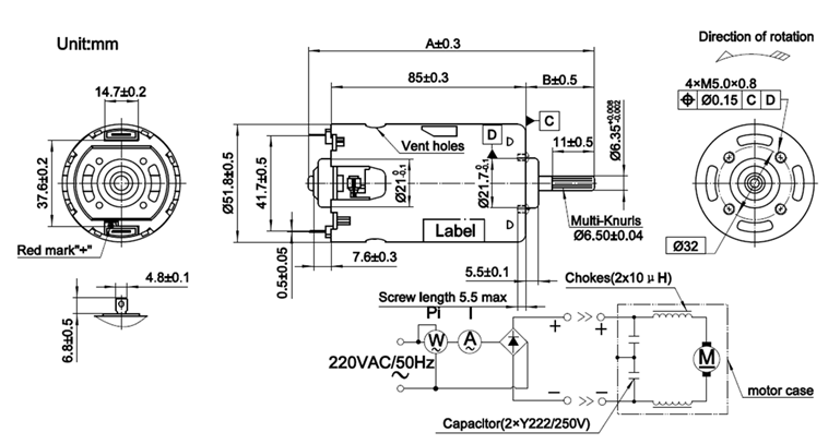 Moteur à courant continu à haute tension High Voltage DC Motor