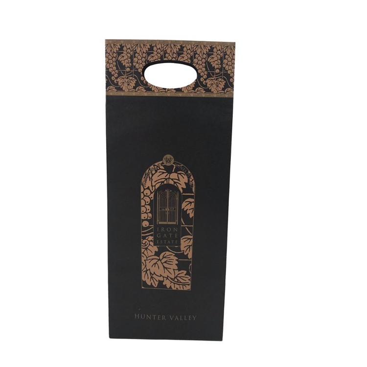 Custom Print Black Wine Bottle Bottle Bag Custom Print Black Wine Bottle Paper Bag